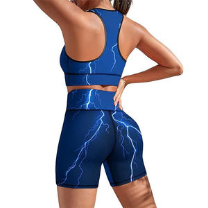 ชุดกีฬา2ชิ้นชุดเสื้อเล่นกีฬาของผู้หญิงทำจากโพลีเอสเตอร์น้ำหนักเบา - Product Image 5