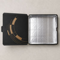 Boîte à pizza isolée en aluminium noir pour la livraison de pizzas chaudes, rétention de la chaleur, logo personnalisé, emballage alimentaire haut de gamme