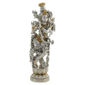 Estatua de Krishna con Acabado Antiguo Tradicional, Mejora la Serenidad, la Devoción y la Energía Positiva en el Hogar, de Proveedor Indio - Product Image 1