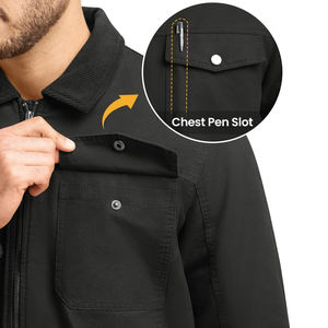 แจ็กเก็ตผ้าใบน้ำหนักเบาสำหรับผู้ชายแจ็กเก็ตผู้ชายระบายอากาศได้ดีเสื้อกันลมผ้าฝ้ายแคนวาสสำหรับฤดูหนาว - Product Image 4