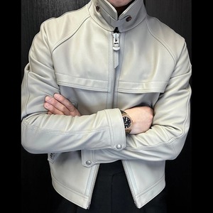 Manteau en cuir véritable de haute qualité Venom Style Vintage veste en peau de cheval bicolore hommes mince thé mèche moto motard vêtements 4XL - Product Image 5