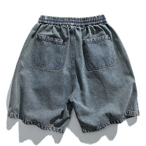 Pantalones Cortos de Lona de Alta Calidad, Vaqueros Azules de Cintura Alta a la Moda, Pantalones Casuales con Cintura Elástica y Cordón Ajustable para Hombre, 180g, Tejido de Secado Rápido - Product Image 2