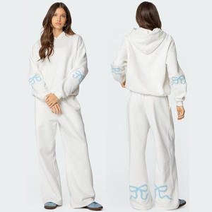 Custom Logo 500gsm French Terry Boxy Hoodie Set Sweatshirt Baggy Sweatpants Joggers Women Tracksuit Oversized Tracksuits Women's - Product Image 2