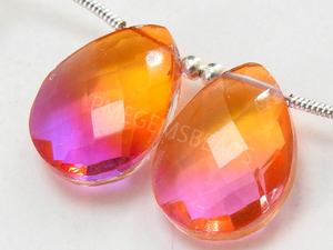 Cuentas facetadas de cuarzo en forma de lágrima de Color Bio Premium hechas a mano, doblete, cristal Bio, patrón de corazón, joyería de cristal suelto inspirada en la naturaleza - Product Image 2