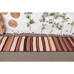 Vintage <b>Runner</b> <b>Rug</b> 2.7x11.3 ft (82x343 cm), Herki Brown Floral Turkish <b>Rug</b> - Product Image 3