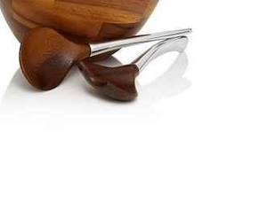 Bol de service en bois d'acacia naturel de forme ronde en bois couleur marron fini en bois poli bol de service et serveur décoratifs - Product Image 5