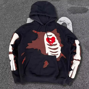 Sweat-shirts à capuche surdimensionnés pour hommes de qualité supérieure, 100% coton, impression en relief, poids lourd, streetwear, service OEM disponible - Product Image 3