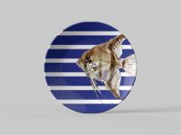 Assiette de table en mélamine motif marin bleu et blanc, créatures aquatiques, sans BPA, qualité alimentaire, idéale pour cadeaux et maison en bord de mer