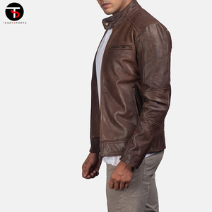 Chaqueta de cuero para hombre genuino de invierno con mano de obra elegante para motocicleta con personalización de cuero de alta calidad - Product Image 3