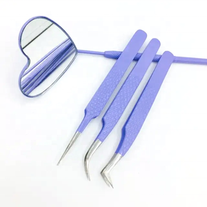 Pince à épiler d'extension de cils solide à faible quantité minimale de commande pince à épiler en acier inoxydable de haute qualité poignée de diamant pince à épiler utilisation régulière - Product Image 6