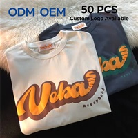 T-shirt personnalisé avec impression 3D en relief, coton 180 GSM, coupe ample à épaules tombantes, style streetwear pour homme avec logo en mousse surélevé