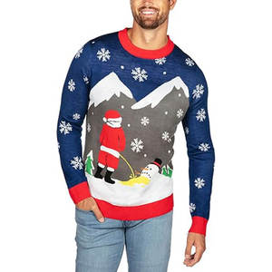 Pull unisexe en tricot brodé de Noël avec motif de mouton - Product Image 1