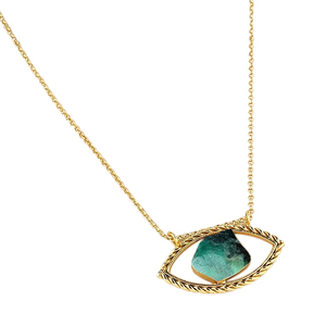 Cristal émeraude brut pierre de naissance mauvais œil collier plaqué or pierre de naissance bijoux guérison cristal mauvais œil bijoux - Product Image 1