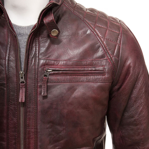 Chaqueta de Cuero para Hombre, Diseño OEM, Ajustada, Cálida para Invierno, Transpirable, a la Moda - Product Image 4