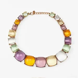 สร้อยคอลูกปัดเรซินคุณภาพสูงสร้อยคอเครื่องประดับแฟชั่นสำหรับผู้หญิงขายส่งราคาดีที่สุดสร้อยคอเรซินสีส้ม - Product Image 2