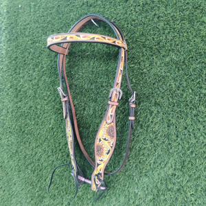 Cabecera exclusiva de cuero genuino de primera calidad, herramientas ecuestres occidentales con diseño de tallado de cuentas para montar - Product Image 5