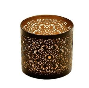 Bougeoir chauffe-plat élégant en métal doré de conception de fleurs fait à la main Style moderne décoratif maison Noël Table Top Autre bougie - Product Image 1