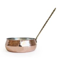 Casserole en cuivre martelé doré écologique avec poignée en acier inoxydable, fond en cuivre, lavage à la main uniquement, compatible gaz et induction