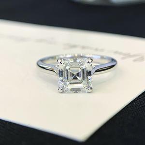 Anillo de Compromiso con Certificado IGI, Corte Asscher, 2.20ct, Diamante Cultivado en Laboratorio, Color EF, Claridad VS, Tallo Catedral con Solitario, para Boda - Product Image 1