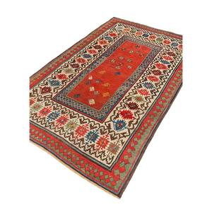 Alfombras de Lana Anudadas a Mano Aalam Ivory con Patrón Geométrico Paem-92 para Sala de Estar, Pasillo, Entrada, Diseño Rectangular Tipo Rompecabezas para Adolescentes - Product Image 2