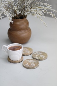 Elegant Plants Wooden <b>coaster</b> <b>Set</b> with a Rustic Finished Handcrafted to Perfection Ideal for Daily Use and Home Decoration Needs - Product Image 3