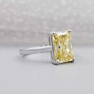 Bague de fiançailles solitaire en diamant jaune radiant fantaisie certifié IGI, bijoux de luxe - Product Image 3