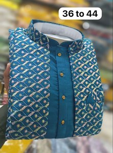 Veste spéciale de mariage pour hommes avec Kurta et pantalon 100% soie Dobby tissu séchage rapide et respirant - Product Image 2