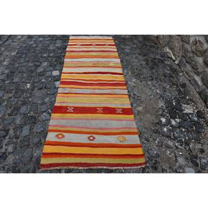 พรมขนแกะเย็บปะสีส้มแดงแบบดั้งเดิมโถงทางเดินทรงสี่เหลี่ยมผืนผ้าผืนใหญ่สำหรับวัยรุ่น7.9ft x 2.6 - Product Image 1