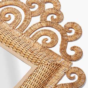 TienPhong 2024 suspendu tissé le grand miroir en rotin, naturel, fabriqué à la main pour la décoration Boho salon - Product Image 3