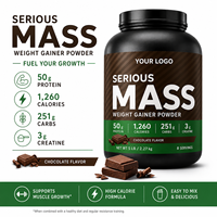 Poudre de prise de masse Serious Mass 5LB 2,27 kg Supplément protéiné hypercalorique 50g de protéines 251g de glucides 3g de créatine Saveur chocolat