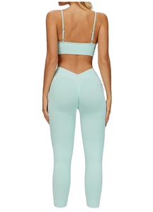 Women Solid Breathable Plus Size Seamless Yoga Set 5-Piece Workout High Waist Leggings Sports Bra Gym Fitness Activewear <b>Belt</b> - Product Image 2