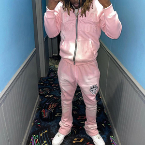 ชุดแนวสตรีทใส่ได้ทั้งชายและหญิงชุดมีฮู้ดมีซิปแบบเต็มหน้าชุดวิ่งเข้ารูปปักลายพัฟ - Product Image 3