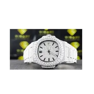 Luxurious Design Ice Crushed Moissanite Real Diamond Men's Watches at Affordable Price from Indian Supplier