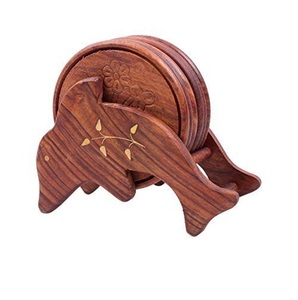 Posavasos de Madera Marrón Oscuro Resistentes al Calor, Diseño Moderno Multicolor, 400 mm de Diámetro para Uso en Mesas de Hogar y Hotel - Product Image 4