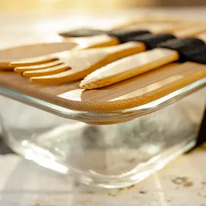 Buon Contenitore per Pranzo Personalizzato in Vetro e Bambù, Soluzione per Pasti Personalizzabile - Product Image 2