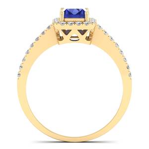 REYES Haute Qualité Tanzanite Gemme Mariage Halo Anneaux 14K Or Jaune Radiant Cut 1Ct Diamant Cadeaux de Fiançailles Anneaux - Product Image 4