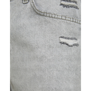 Pantalones cortos de mezclilla rasgados ajustados para hombre, pantalones grises transpirables con diseño holgado de fondo crudo, patrón sólido, servicio OEM disponible - Product Image 4