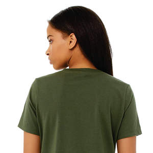 Airlume – T-Shirt à manches courtes et col en v pour femme, en coton peigné et avec anneau, simple, vert militaire, 100% oz, 4.2 - Product Image 6