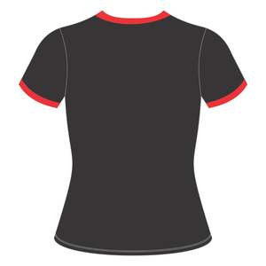 HBCU donna istruita in ciniglia con rifinitura a contrasto maglietta nera con lettere rosse ricamate in cotone stile Campus collegiale - Product Image 3