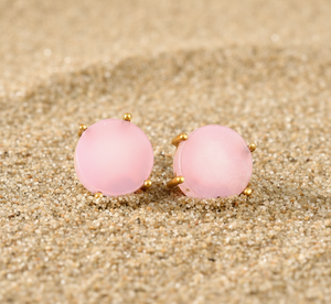 Pendientes de Botón Hechos a Mano de Plata de Ley 925 para Mujer, con Cuarzo Rosa, Diseño Moderno, Chapados en Oro, Regalo para Bodas y Fiestas - Product Image 6