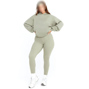Conjunto Deportivo Casual de Alta Calidad para Mujer, Dos Piezas, Sudadera Corta con Capucha y Pantalones Deportivos Acampanados, Ropa de Invierno 2025 - Product Image 4
