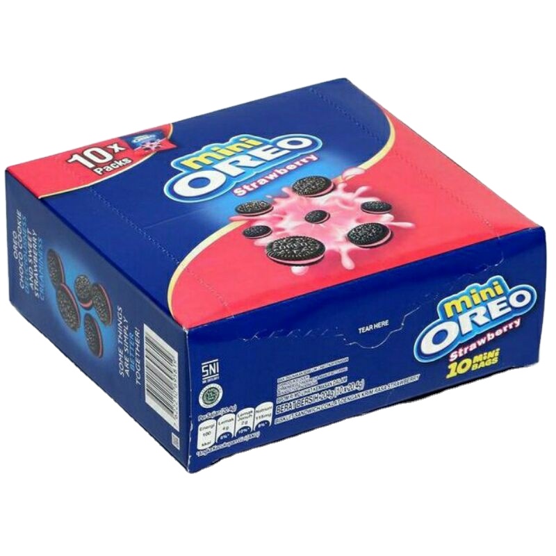 Оптовая продажа, промо мини-ОРЕО-мешочек, мини-печенье, закуска, выпечка, печенье, закуска, клубника, 20,4 г от Индонезии