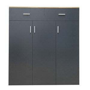 Armoire à chaussures minimaliste 3 portes KG68023 120x35x134cm en bois de caoutchouc naturel pour le salon - Product Image 2