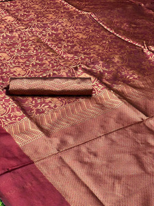 Indian Beautiful Banarasi Soft Silk Saree Pure Banarasi Copper Zari Weaving Work con piezas de blusa Ropa tradicional Saree - Product Image 6
