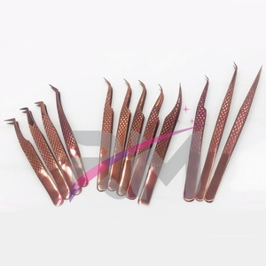 RMI Top Produit En Acier Inoxydable Diamant Grip Extension De Cils Pince À Épiler Matériel De Haute Qualité Meilleure Qualité Or Rose Plasma Couleur - Product Image 6