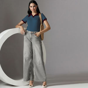 Chemisiers blancs formels respirants pour femmes Fit2Fight, imprimé rayé sur le devant, manches longues, chemises polo de bureau pour femmes - Product Image 6