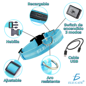 Collare per Animali Domestici Moderno e Lussuoso con Luce LED e Sfera Luminosa, Guinzaglio in Nylon e Poliestere con Stampa Sostenibile - Product Image 3