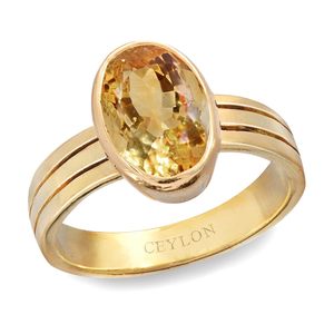 Anillos de Citrino Natural Certificado Sunela, Corte Ovalado, con Baño de Rodio para Uso Diario - Product Image 1
