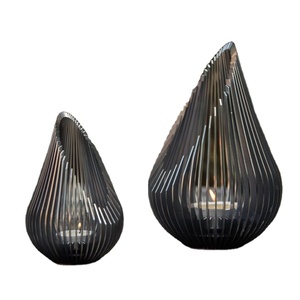 Fil de fer enduit de poudre noire argentée de haute qualité bougeoir décoratif classique en métal pour Table de jardin à la maison - Product Image 3