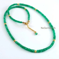 Collier de perles d'émeraude naturelle, imitation perle, micro-taillée, facetée, bijoux en pierres précieuses, sertissage couronne, unisexe, tendance